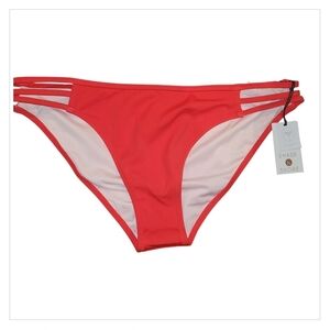 Shade & Shore Red Strappy Bikini Bottom Cheeky Swim M NWT